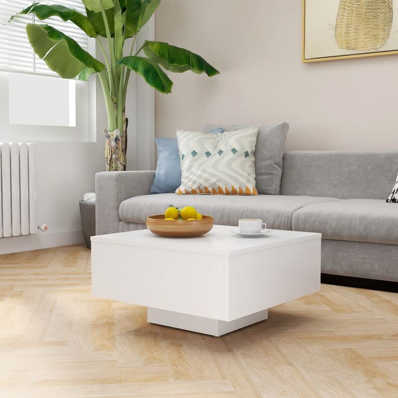 Mesa de centro aglomerado blanca 60x60x31,5 cm