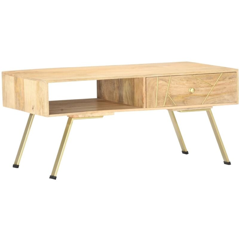 Mesa de centro de madera maciza de mango 95x50x42 cm