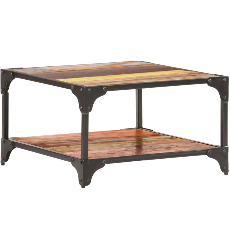 Mesa de centro de madera maciza reciclada 60x60x35 cm
