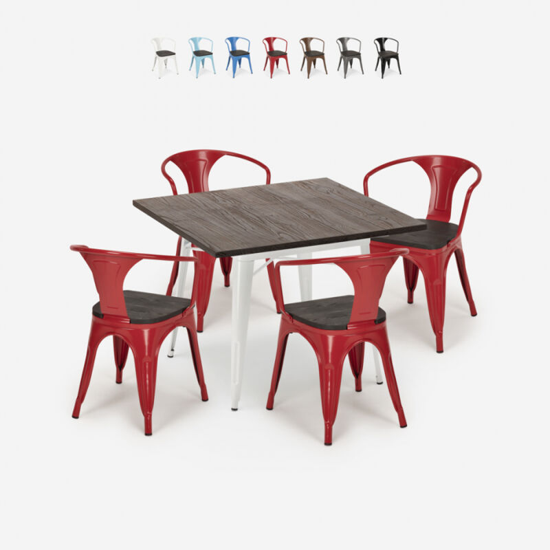 Juego mesa cocina 80 x 80 cm industrial 4 sillas tolix madera metal Hustle Wood White | Color: Rojo
Juego mesa cocina 80 x 80 cm industrial 4 sillas tolix madera metal Hustle Wood White | Color: Rojo