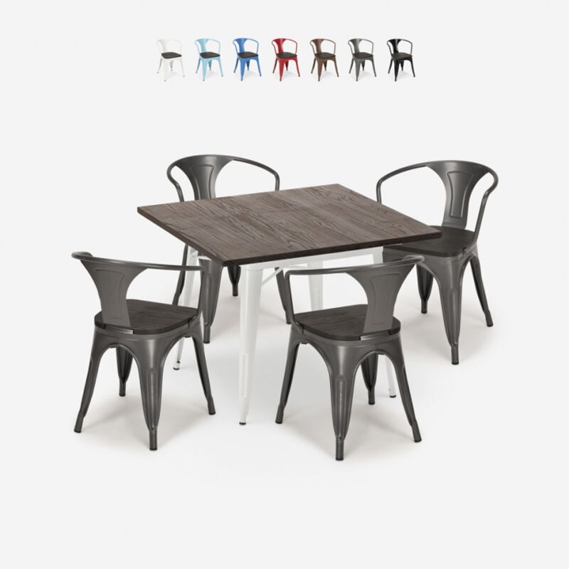 Juego mesa cocina 80 x 80 cm industrial 4 sillas tolix madera metal Hustle Wood White | Color: Gris Oscuro
Juego mesa cocina 80 x 80 cm industrial 4 sillas tolix madera metal Hustle Wood White | Color: Gris Oscuro
