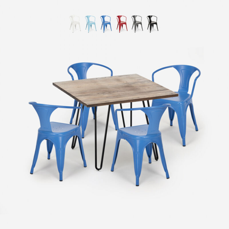 Ahd Amazing Home Design - Juego diseño industrial mesa 80 x 80 cm 4 sillas estilo tolix cocina bar Reims | Color: Azul Marino
Ahd Amazing Home Design - Juego diseño industrial mesa 80 x 80 cm 4 sillas estilo tolix cocina bar Reims | Color: Azul Marino