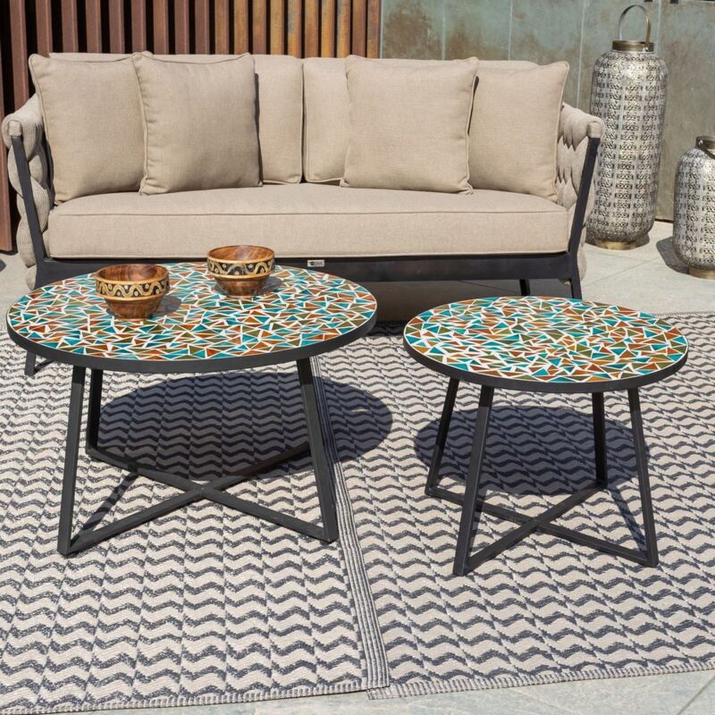 Lolahome - Mesita de jardín Vania de centro con mosaico de cerámica y hierro multicolor de Ø 80x44 cm
Lolahome - Mesita de jardín Vania de centro con mosaico de cerámica y hierro multicolor de Ø 80x44 cm