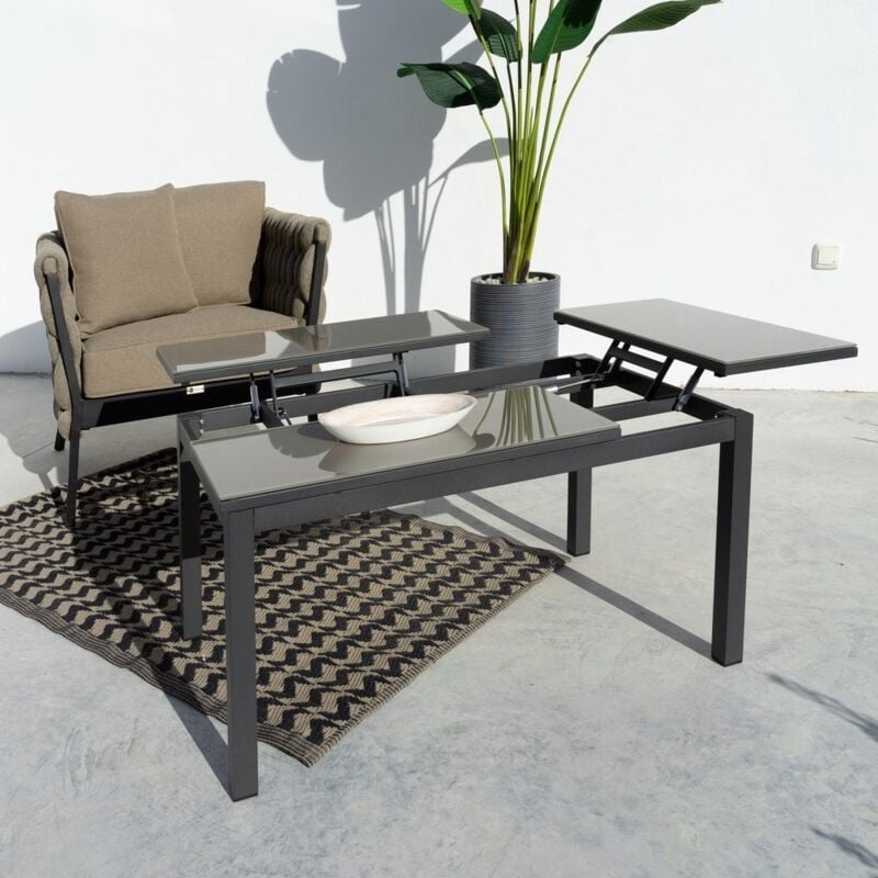 Lolahome - Mesa de jardín Agnes de centro elevable de cristal y aluminio taupe de 48x60x100 cm
Lolahome - Mesa de jardín Agnes de centro elevable de cristal y aluminio taupe de 48x60x100 cm