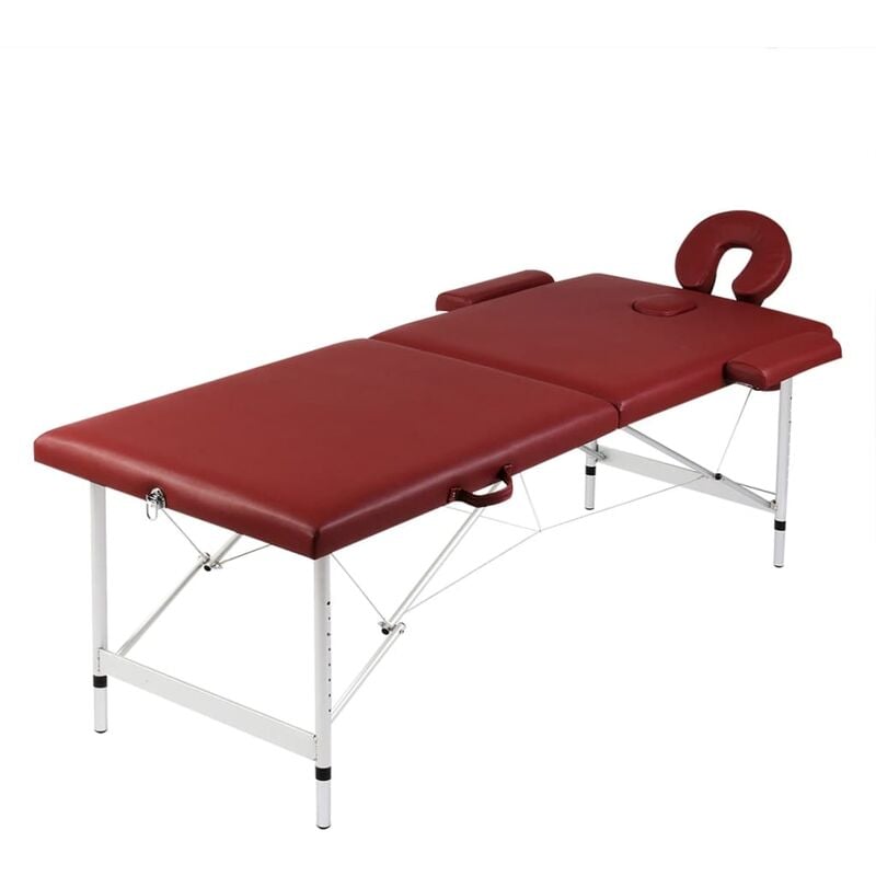 vidaXL Mesa plegable masaje y accesorios 2 zonas aluminio rojo - Rojo 
vidaXL Mesa plegable masaje y accesorios 2 zonas aluminio rojo - Rojo