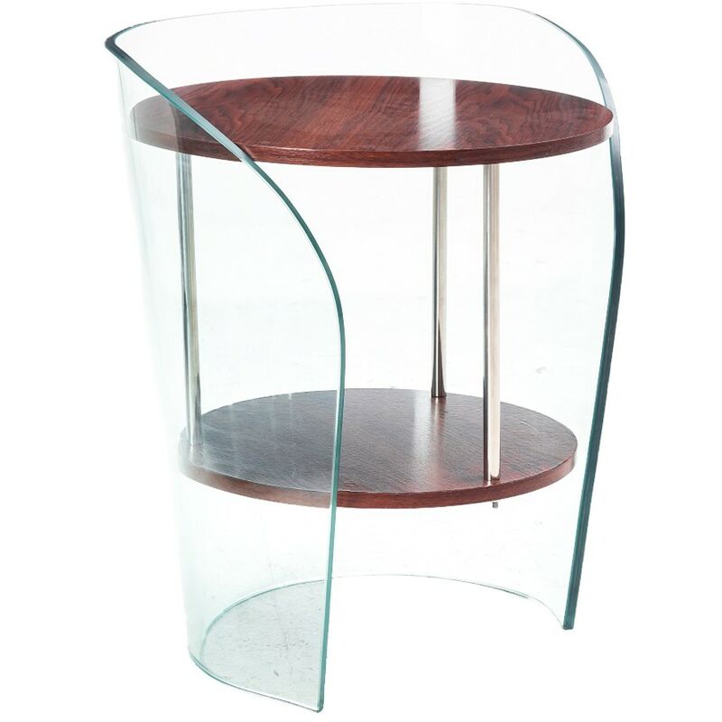 Mesa MODBURY, baja, madera, cristal, 50 x 50 cms
