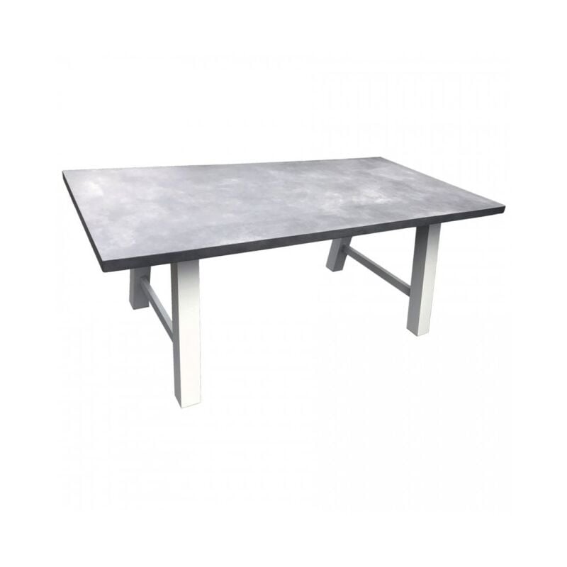 Mesa para exterior 200x100 cm de aluminio blanco con tablero de resina con efecto cemento | Aluminio
Mesa para exterior 200x100 cm de aluminio blanco con tablero de resina con efecto cemento | Aluminio