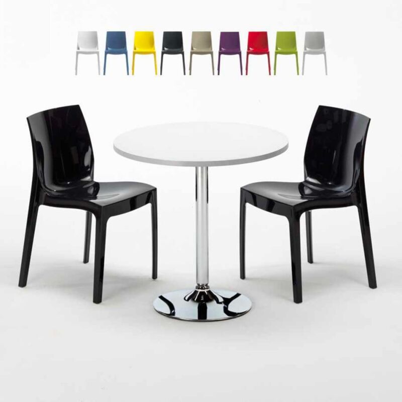 Grand Soleil - Mesa Redonda Blanca 70x70 cm con Base de Acero y 2 Sillas De Colores Ice Long Island | Color: Negro
Grand Soleil - Mesa Redonda Blanca 70x70 cm con Base de Acero y 2 Sillas De Colores Ice Long Island | Color: Negro