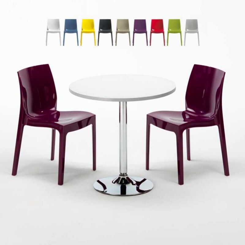 Grand Soleil - Mesa Redonda Blanca 70x70 cm con Base de Acero y 2 Sillas De Colores Ice Long Island | Color: Morado
Grand Soleil - Mesa Redonda Blanca 70x70 cm con Base de Acero y 2 Sillas De Colores Ice Long Island | Color: Morado