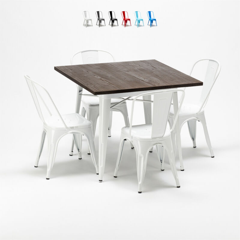 Mesa y sillas cuadradas en metal madera Tolix estilo industrial Midtown | Color: Blanco
Mesa y sillas cuadradas en metal madera Tolix estilo industrial Midtown | Color: Blanco