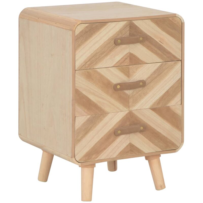 Vidaxl - Mesita de noche con 3 cajones de madera maciza 40x35x56,5 cm - Beige 
Vidaxl - Mesita de noche con 3 cajones de madera maciza 40x35x56,5 cm - Beige