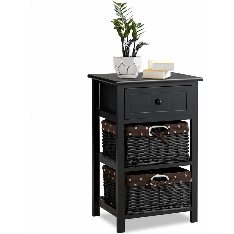 Mesita de Noche con Cajón y 2 Cestas de Almacenamiento Mesa Auxiliar Cajonera para Dormitorio Salón Habitación Negro
Mesita de Noche con Cajón y 2 Cestas de Almacenamiento Mesa Auxiliar Cajonera para Dormitorio Salón Habitación Negro
