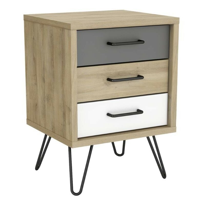 Mesita de noche Filea 3 cajones color roble blanco y gris habitación dormitorio juvenil 62x45x42 cm
Mesita de noche Filea 3 cajones color roble blanco y gris habitación dormitorio juvenil 62x45x42 cm