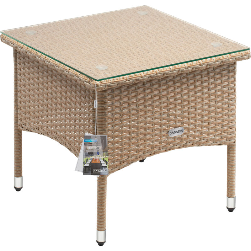 Casaria - Mesita de poliratán mesa auxiliar para exterior con tablero de vidrio resistente a los rayos UV - modelo a elegir M1 - 50x50x45cm (de)
Casaria - Mesita de poliratán mesa auxiliar para exterior con tablero de vidrio resistente a los rayos UV - modelo a elegir M1 - 50x50x45cm (de)