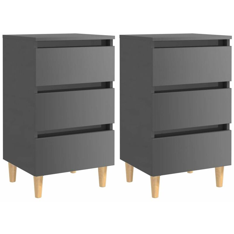Happyshopping - Mesitas de noche patas madera 2 uds gris brillante 40x35x69 cm
Happyshopping - Mesitas de noche patas madera 2 uds gris brillante 40x35x69 cm