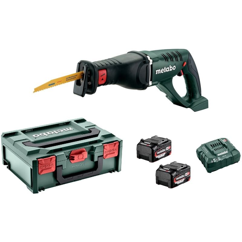 Metabo - ASE 18 LTX 18V Litio-ion batería Juego de Sierra de Sable (2x baterías 4.0Ah) en maletín - cambio rápido
Metabo - ASE 18 LTX 18V Litio-ion batería Juego de Sierra de Sable (2x baterías 4.0Ah) en maletín - cambio rápido