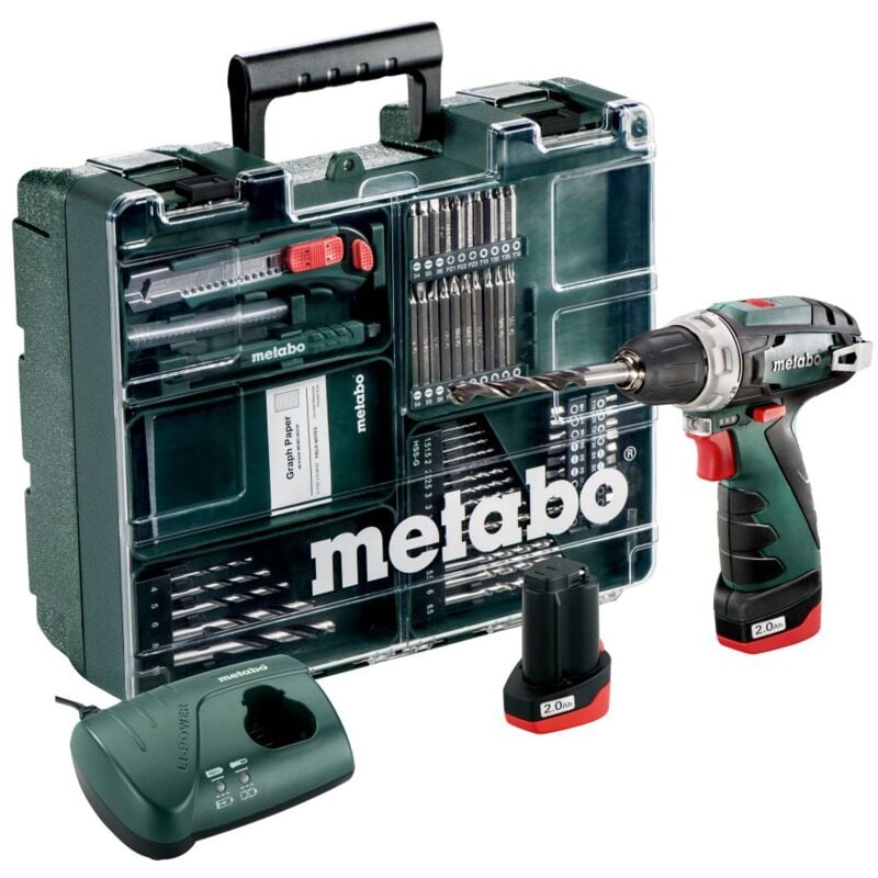 Metabo Taladro atornillador a batería 10,8 V PowerMaxx BS | 2x batería 2,0 Ah con maletín de herramientas incluido
Metabo Taladro atornillador a batería 10,8 V PowerMaxx BS | 2x batería 2,0 Ah con maletín de herramientas incluido