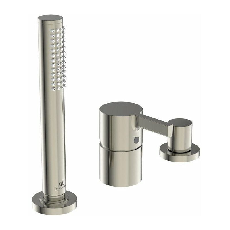 Ideal - Mezclador de bañera con 3 orificios de sobremesa JOY sin caño silver Storm con teleducha batiente y desviador STANDARD
Ideal - Mezclador de bañera con 3 orificios de sobremesa JOY sin caño silver Storm con teleducha batiente y desviador STANDARD