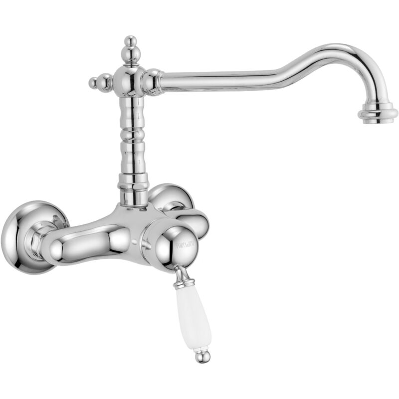 Mezclador de lavabo de pared con caño giratorio Porta & Bini New Old 10551 | Cromo - Blanco
Mezclador de lavabo de pared con caño giratorio Porta & Bini New Old 10551 | Cromo - Blanco