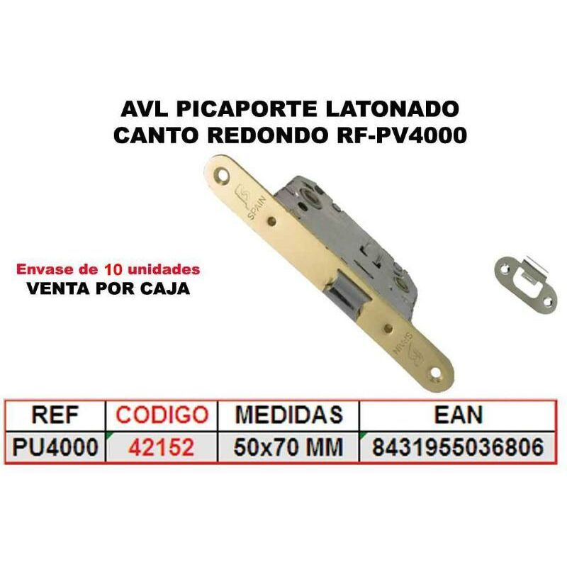 avl picaporte latonado 50x70 mm canto redondo rf-pv4000 (caja 10 unidades) - Mibricotienda
avl picaporte latonado 50x70 mm canto redondo rf-pv4000 (caja 10 unidades) - Mibricotienda