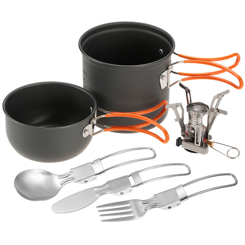 Mini estufa de camping olla de cocina, cuchara plegable, tenedor, cortador, juego de utensilios de cocina para acampar al aire libre, senderismo,
Mini estufa de camping olla de cocina, cuchara plegable, tenedor, cortador, juego de utensilios de cocina para acampar al aire libre, senderismo,