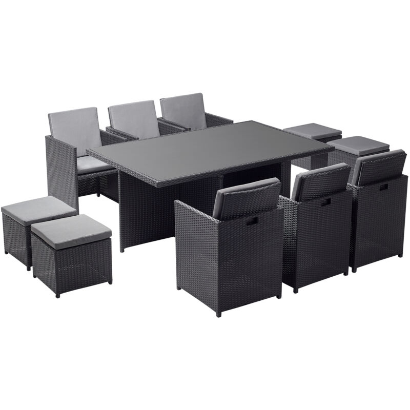 Mónaco 10: Conjunto de jardín encastrable de 10 plazas de resina trenzada negro/gris
Mónaco 10: Conjunto de jardín encastrable de 10 plazas de resina trenzada negro/gris