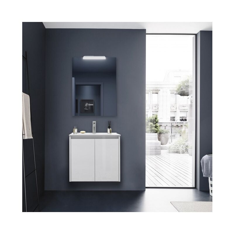 Mueble de baño suspendido 70 cm de madera Blanco brillante con dos puertas | Con columna
Mueble de baño suspendido 70 cm de madera Blanco brillante con dos puertas | Con columna