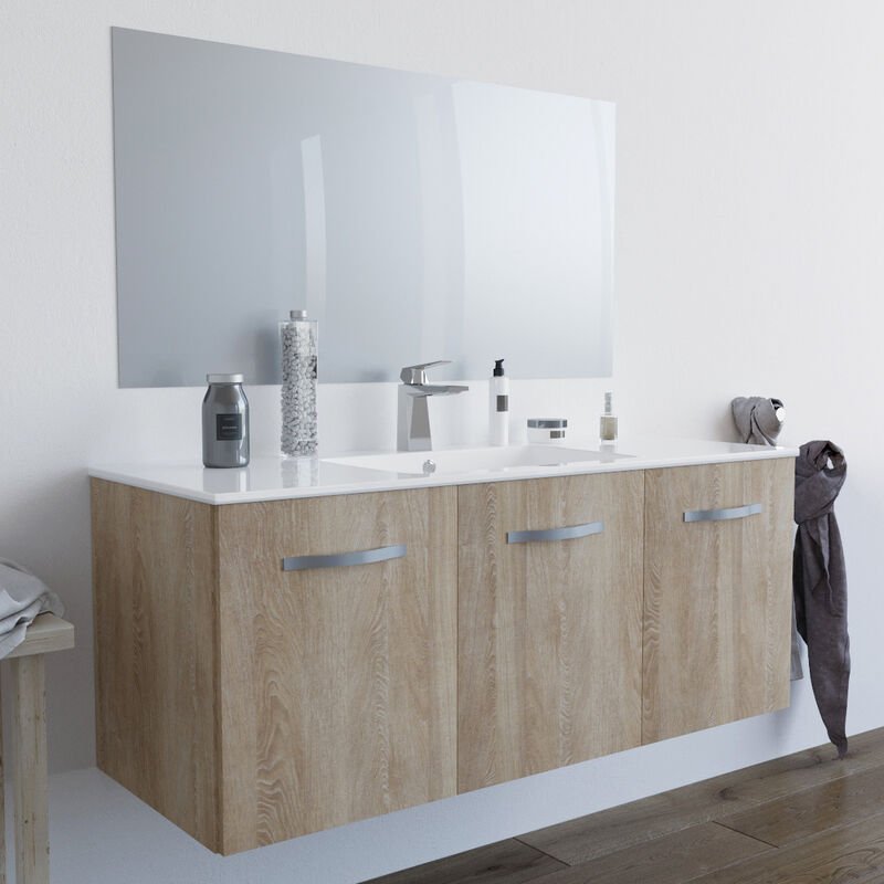 Mobile Bagno Sospeso Cm Con Lavabo In Ceramica E Specchio Con