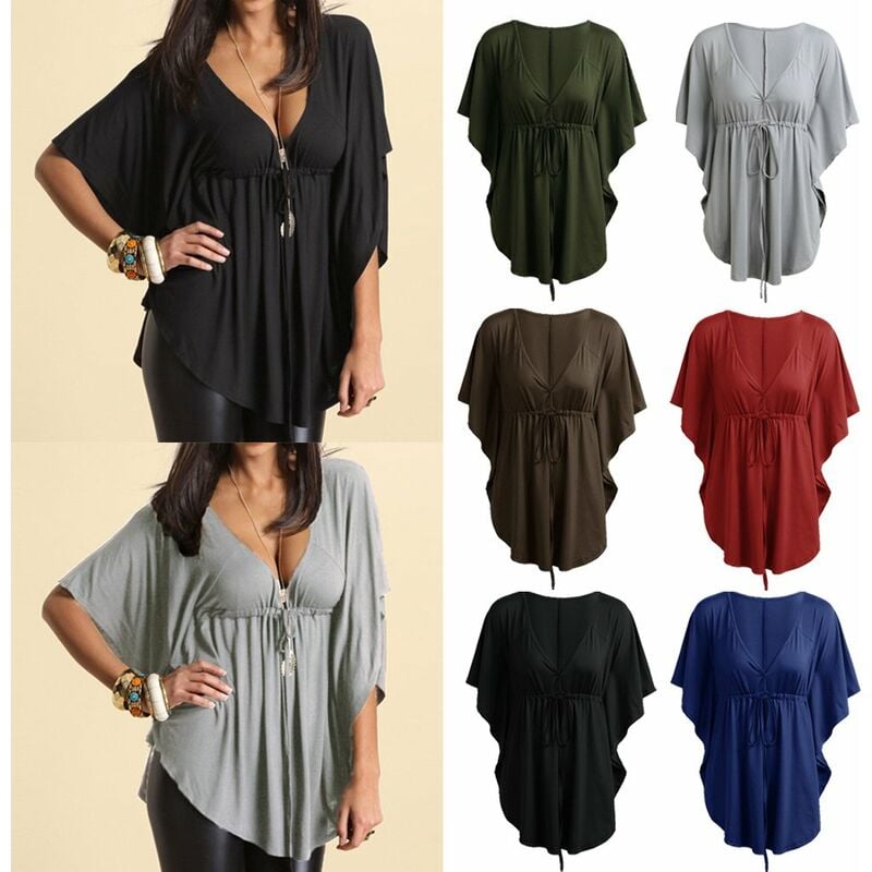 Moda mujer blusa sexy con cuello en v manga murcielago solido suelto casual camiseta tops,Azul, XXXXL
Moda mujer blusa sexy con cuello en v manga murcielago solido suelto casual camiseta tops,Azul, XXXXL