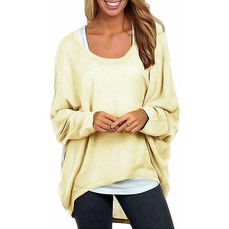 Moda Mujer Blusas O cuello Batwing Manga larga Dobladillo irregular Casual Camisas solidas sueltas Top 9 colores,Beige, S
Moda Mujer Blusas O cuello Batwing Manga larga Dobladillo irregular Casual Camisas solidas sueltas Top 9 colores,Beige, S