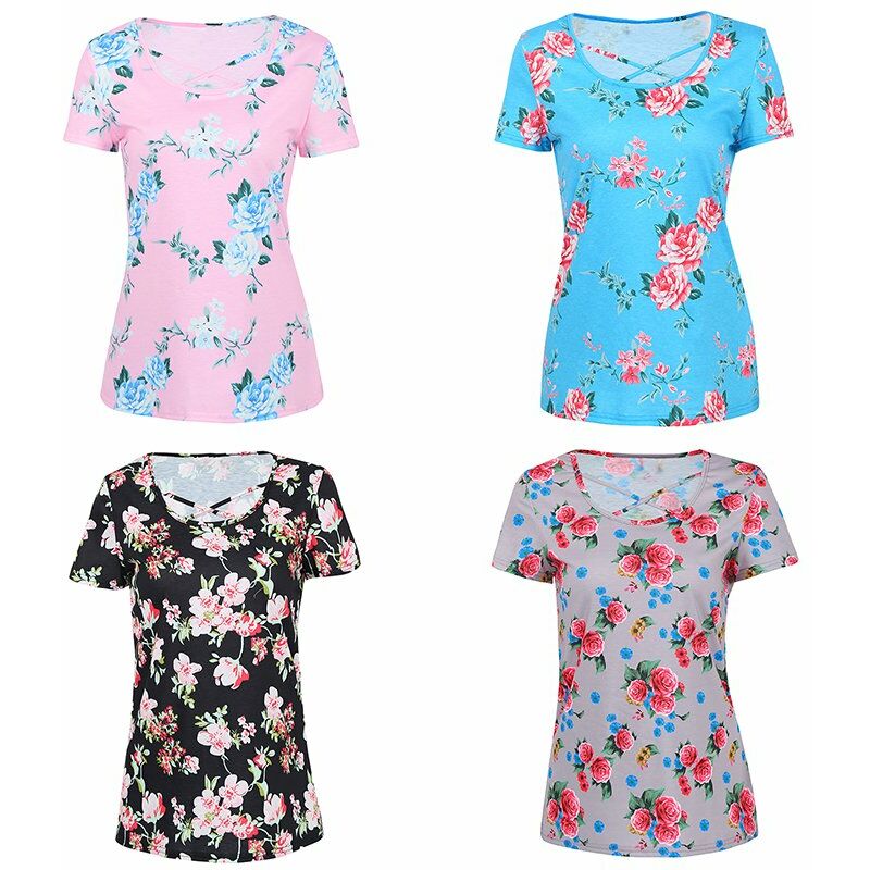 Moda mujer estampado floral camiseta manga corta correas cruzadas camisetas camisas casuales,Azul, XXXXL
Moda mujer estampado floral camiseta manga corta correas cruzadas camisetas camisas casuales,Azul, XXXXL