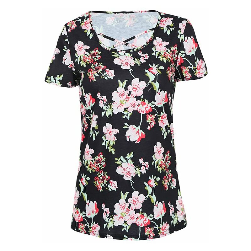 Moda mujer estampado floral camiseta manga corta correas cruzadas camisetas camisas casuales,Negro, XL
Moda mujer estampado floral camiseta manga corta correas cruzadas camisetas camisas casuales,Negro, XL