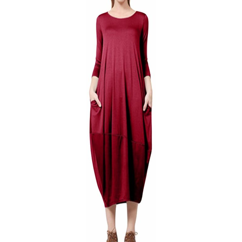 Moda mujer holgado maxi vestido bolsillo lateral cuello redondo manga tres cuartos vestido largo suelto,Borgona, S
Moda mujer holgado maxi vestido bolsillo lateral cuello redondo manga tres cuartos vestido largo suelto,Borgona, S