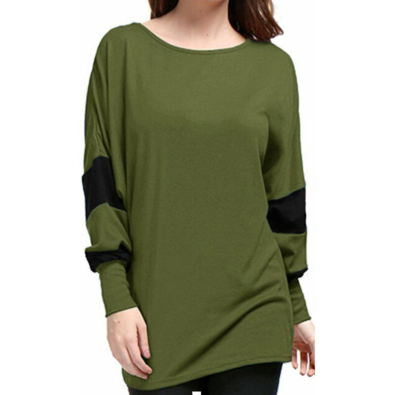 Moda mujer manga larga camiseta empalme caida hombro suelto camisetas camisas casuales,Verde militar, M
Moda mujer manga larga camiseta empalme caida hombro suelto camisetas camisas casuales,Verde militar, M