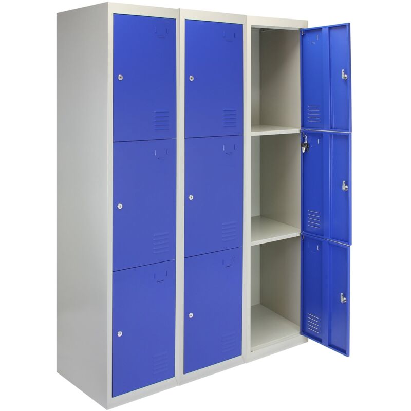 Monster Racking - MonsterShop - 3 Taquillas para Ensamblar con 3 Puertas Azules de Acero 45cm x 114cm x 180cm para Escuelas, Gimnasios y Vestuarios
Monster Racking - MonsterShop - 3 Taquillas para Ensamblar con 3 Puertas Azules de Acero 45cm x 114cm x 180cm para Escuelas, Gimnasios y Vestuarios