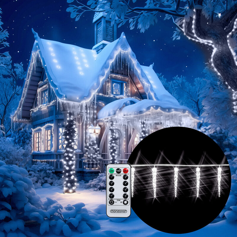 Monzana Cadena de Luces LED Blanco o Azul con mando a distancia Decoración navideña - 2 Tamaños 80 Carámbanos blancos
Monzana Cadena de Luces LED Blanco o Azul con mando a distancia Decoración navideña - 2 Tamaños 80 Carámbanos blancos