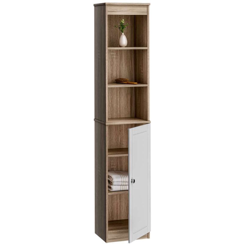 Armario alto de baño mueble con 6 estantes de interior de MDF auxiliar de baño 170x26x34cm Modelo 1 - Marrón - Blanco - Deuba
Armario alto de baño mueble con 6 estantes de interior de MDF auxiliar de baño 170x26x34cm Modelo 1 - Marrón - Blanco - Deuba
