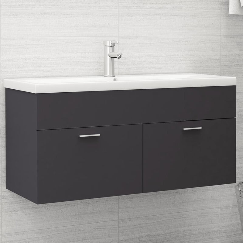 Mueble con lavabo aglomerado gris