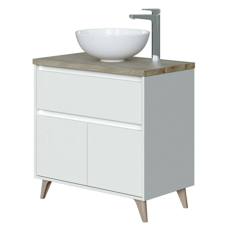 Mueble baño color blanco brillo y roble alaska 1 cajón 2 puertas moderno 81x46 cm con LAVAMANOS CERÁMICO
Mueble baño color blanco brillo y roble alaska 1 cajón 2 puertas moderno 81x46 cm con LAVAMANOS CERÁMICO