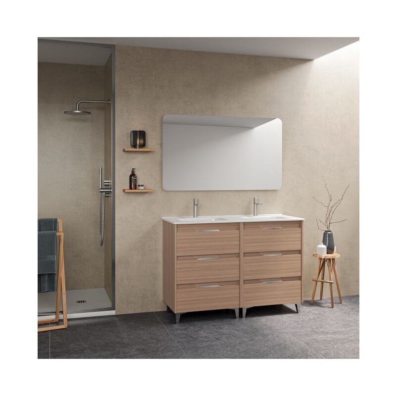 Caesaroo - Mueble de baño de pie 120 cm Minnesota Nogal arenado con lavabo | Nogal - Con espejo y lámpara LED - 120 cm
Caesaroo - Mueble de baño de pie 120 cm Minnesota Nogal arenado con lavabo | Nogal - Con espejo y lámpara LED - 120 cm