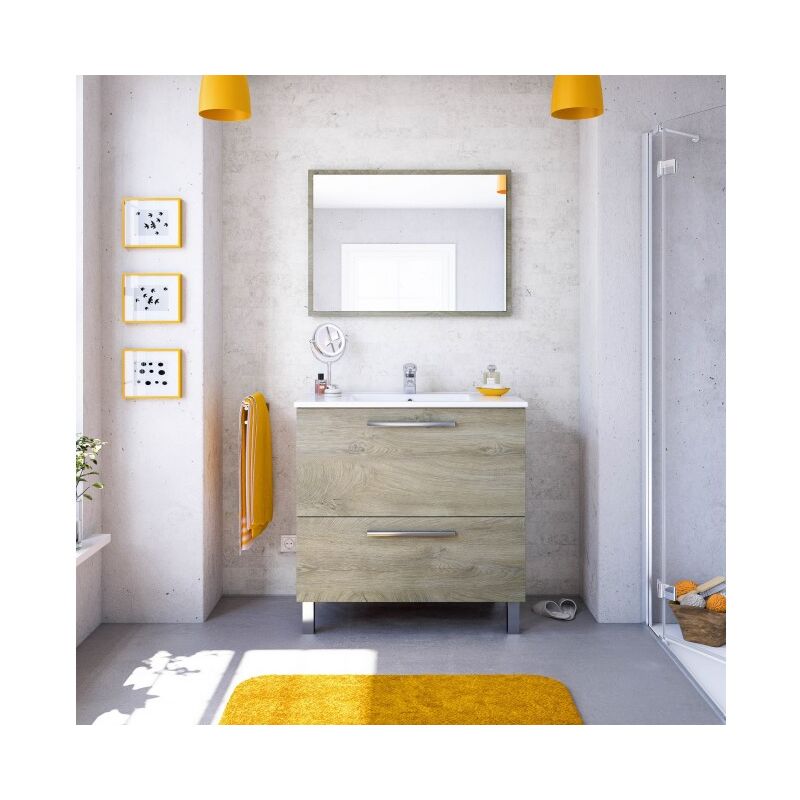 Mueble de baño de pie 80 cm roble con espejo y lavabo | Roble claro - 80 cm - Con Doble Columna y Lámpara de Led
Mueble de baño de pie 80 cm roble con espejo y lavabo | Roble claro - 80 cm - Con Doble Columna y Lámpara de Led