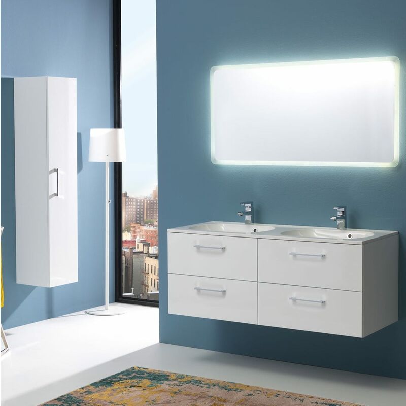 Mueble De Baño Boston 120 Cm Cuatro Cajones Y Doble Lavabo Blanco Brillo Espejo Retroiluminado
Mueble De Baño Boston 120 Cm Cuatro Cajones Y Doble Lavabo Blanco Brillo Espejo Retroiluminado