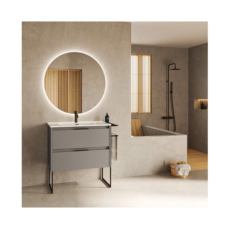 Mueble de baño de pie 100 cm Virginia Humo arenado con lavabo | 100 cm - Con espejo y lámpara LED - Humo
Mueble de baño de pie 100 cm Virginia Humo arenado con lavabo | 100 cm - Con espejo y lámpara LED - Humo
