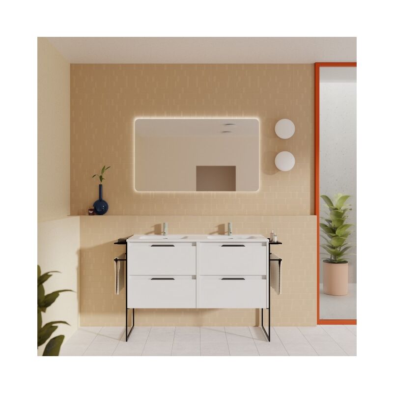 Mueble de baño de pie 120 cm Virginia Blanco brillante con lavabo | Blanco - Con espejo y lámpara LED - 120 cm
Mueble de baño de pie 120 cm Virginia Blanco brillante con lavabo | Blanco - Con espejo y lámpara LED - 120 cm