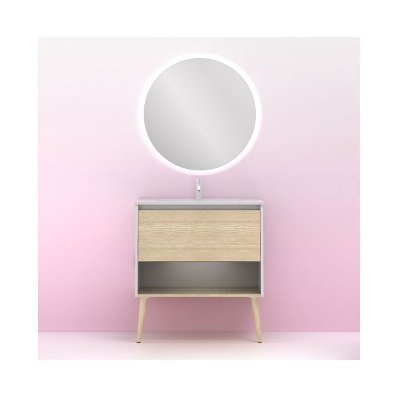 Caesaroo - Mueble de baño de pie 80 cm Arizona Blanco brillante con lavabo | 80 cm - Con espejo y lámpara LED - roble y blanco
Caesaroo - Mueble de baño de pie 80 cm Arizona Blanco brillante con lavabo | 80 cm - Con espejo y lámpara LED - roble y blanco