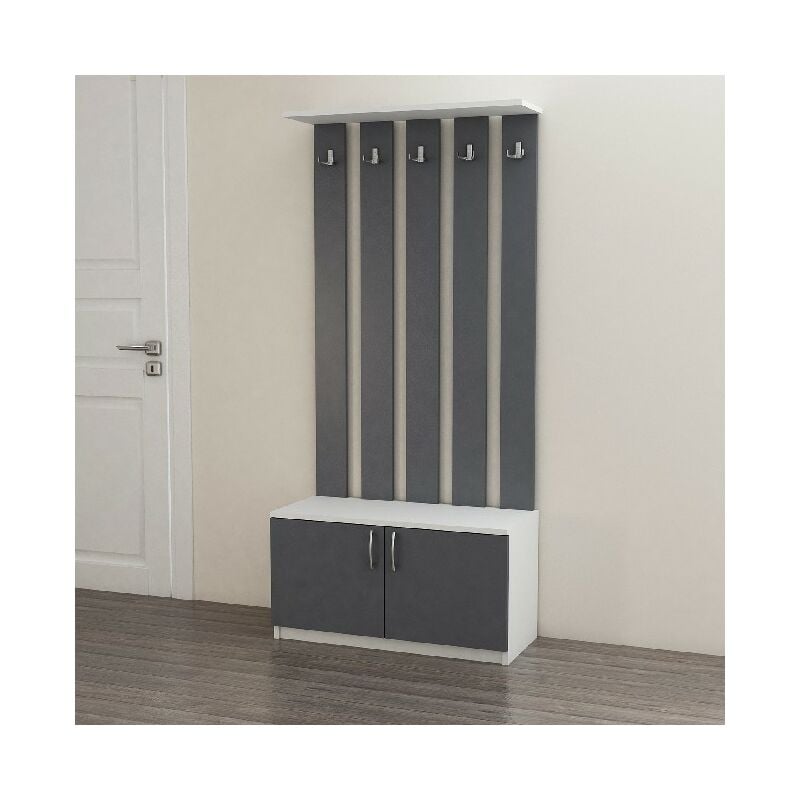 Mueble de Entrada Deniz - Perchero - con puertas, estantes, ganchos - Blanco, Antracita en Aglomerado de melamina, 85 x 37 x 181,8 cm
Mueble de Entrada Deniz - Perchero - con puertas, estantes, ganchos - Blanco, Antracita en Aglomerado de melamina, 85 x 37 x 181,8 cm