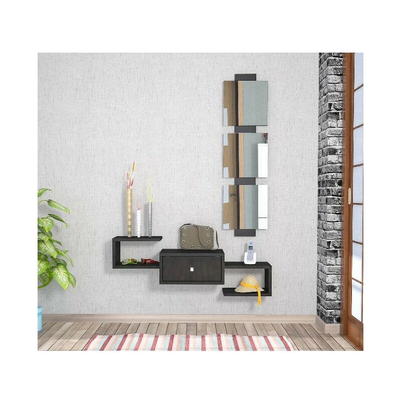 Mueble de Pasillo Dorado - con Estantes, Armario, Perchero - Montaje en pared, Oficina, Salon - Madera Negra, 100 x 30 x 19 cm
Mueble de Pasillo Dorado - con Estantes, Armario, Perchero - Montaje en pared, Oficina, Salon - Madera Negra, 100 x 30 x 19 cm