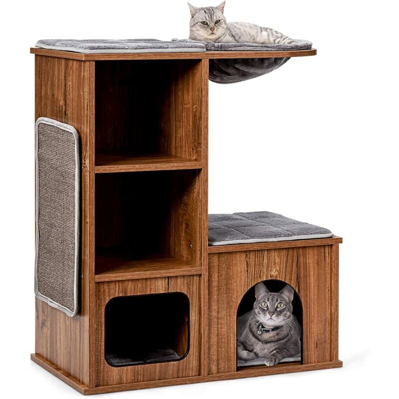 Mueble para Gatos Árbol Actividad para Gatos con Alfombra Rascadora y Colchonetas Casa de Madera de Gato
Mueble para Gatos Árbol Actividad para Gatos con Alfombra Rascadora y Colchonetas Casa de Madera de Gato