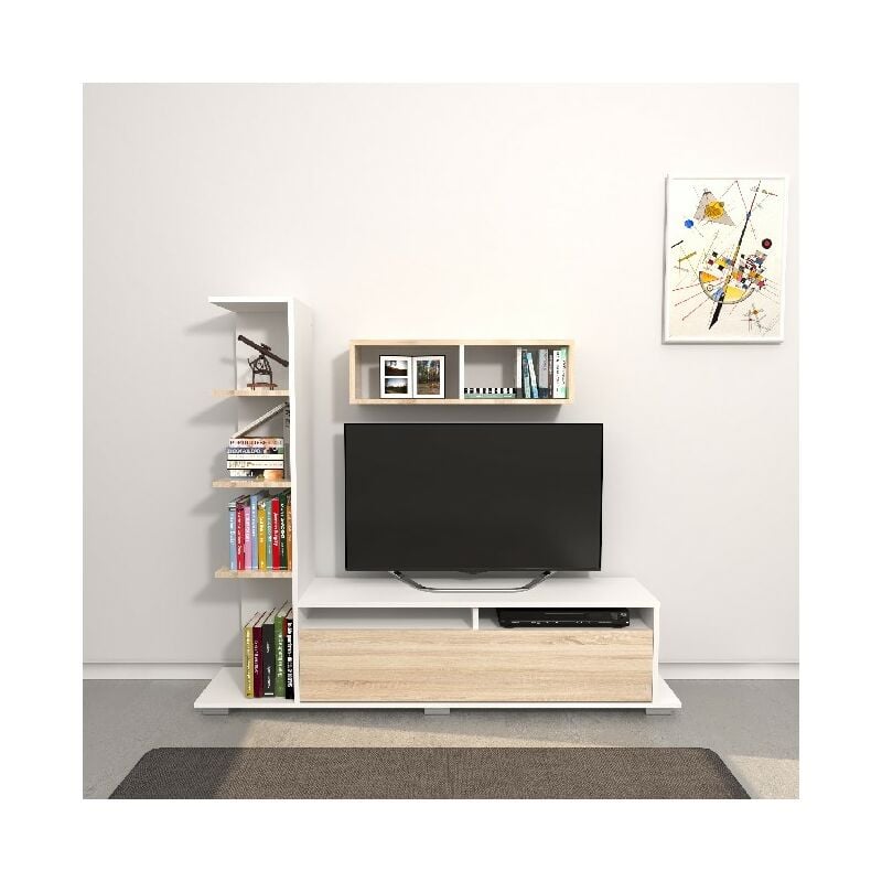 Mueble TV Argo - con libreria integrada, estanteria, estantes - de la sala de estar - White, Sonoma en Madera, 150 x 28,5 x 125 cm
Mueble TV Argo - con libreria integrada, estanteria, estantes - de la sala de estar - White, Sonoma en Madera, 150 x 28,5 x 125 cm
