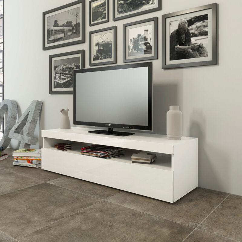 Mueble de TV salón 130 cm 2 compartimentos 1 puerta blanco brillante Burrata Smart
Mueble de TV salón 130 cm 2 compartimentos 1 puerta blanco brillante Burrata Smart